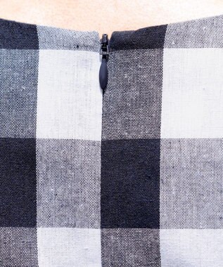 Tiaclasse 【袖が選べる・洗える】大柄ギンガムチェックワンピース ノースリーブ：ブラック