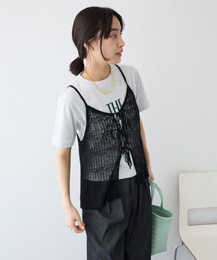 CRAFT STANDARD BOUTIQUE ノットヤーン透かしビスチェ Black