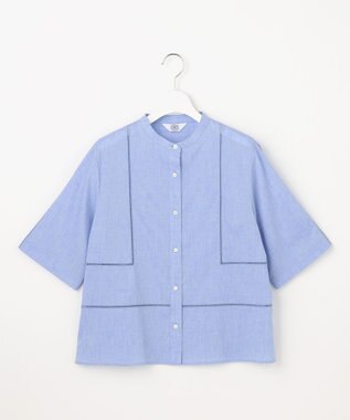 J.PRESS LADIES S 【WEB限定カラーあり・一枚で着映え】ラミー ポプリン ボクシーシャツ ブルー系