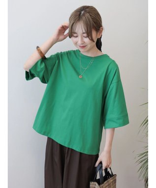 AMERICAN HOLIC 接触冷感ＳＺ５分袖カットプルオーバー Green