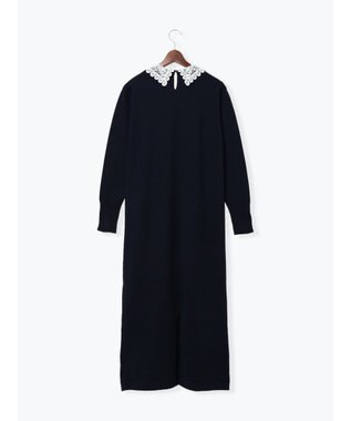 Te chichi レース衿ニットワンピース ネイビー