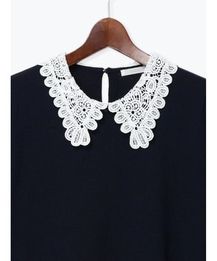 Te chichi レース衿ニットワンピース ネイビー