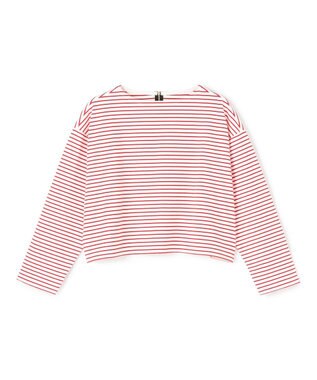 UNFILO ドライタッチリブ バックZIP ボーダートップス