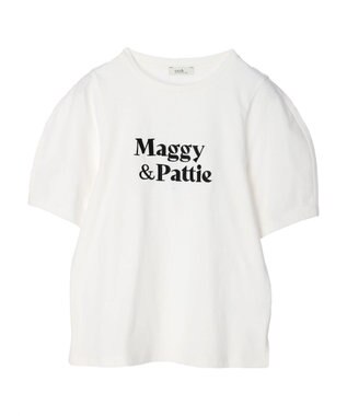 earth music&ecology フォルムスリーブ刺繍ロゴＴＥＥ Off White