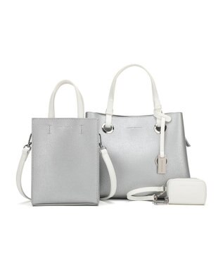style code 【MERCURYDUO/マーキュリーデュオ】限定3点セット　①キーリング付両アオリハンドバッグ、②縦長ショルダーバッグパスポート入れ、③Wファスナースマートキーケース シルバー