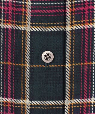 組曲 【洗える】シアーチェック 半袖ブラウス ダークグリーン系5