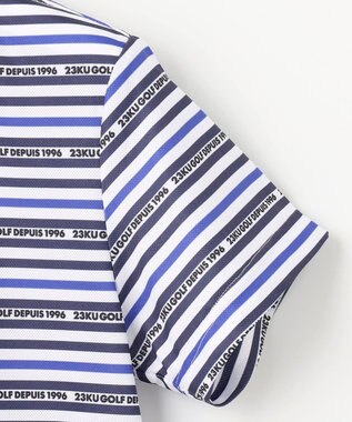 23区GOLF 【WOMEN】【吸水速乾・UVケア】ボーダーロゴ 半袖シャツ ネイビー系1