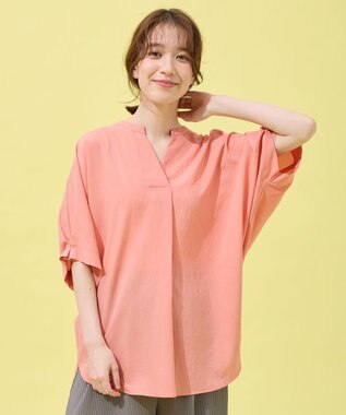 ANY L タックスリーブブラウス コーラル