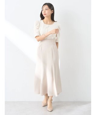 earth music&ecology パール付きマーメイドスカート Ecru