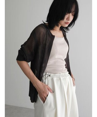 Green Parks Ｚｉｐ付メッシュカーディガン Dark Gray