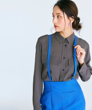 BEIGE， OLGA / シャーリングブラウス Slate