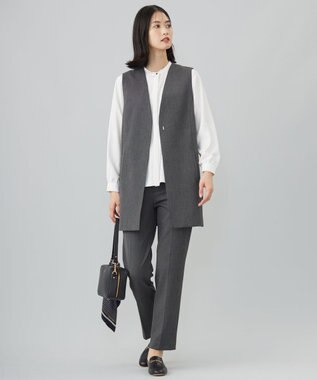 J.PRESS LADIES 【洗える】ヌーディスバックサテン ピンタック ブラウス ホワイト系