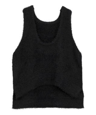 earth music&ecology フェザーUネックニットベスト Black