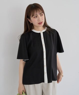 Green Parks ・ＥＬＥＮＣＡＲＥ　ＤＵＥ　バイカラーブラウス Black