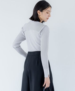 組曲 Elenaリブニット プルオーバー ライトグレー系