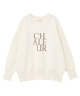 earth music&ecology 【洗濯機洗い可】スウェットライクロゴニットプルオーバー アイボリー