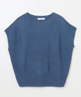 ANY 【洗濯機可/アンチピリング/UVカット】アクリルガーターフレンチスリーブニット ブルー
