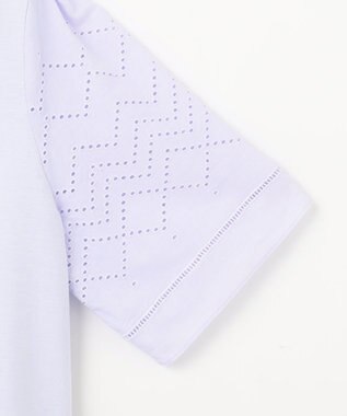 23区 【洗える】エンブロイダリー コンビジャージー カットソー ライラック系