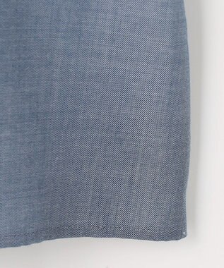J.PRESS LADIES L 【シーンレスに活躍】ウォッシャブルキュプラツイル タックデザイン ブラウス ブルーシャンブレー系