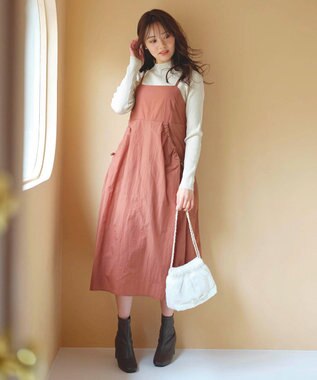 Feroux 【洗える】ニットセット キャミソールワンピース キャメル系