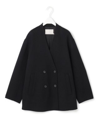 ICB WoolRever ノーカラーショートコート ブラック系