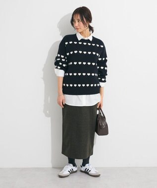 Green Parks ・ｓｗｉｎｇ　ｂｙ　ハートクルーネックニット Black