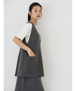 AMERICAN HOLIC ＶネックＷポケットニットベスト Gray Mixture