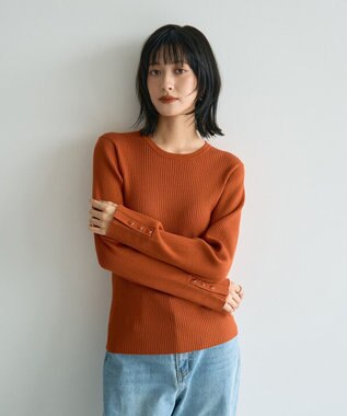 YECCA VECCA 袖釦クルーネックリブニット Light Blue