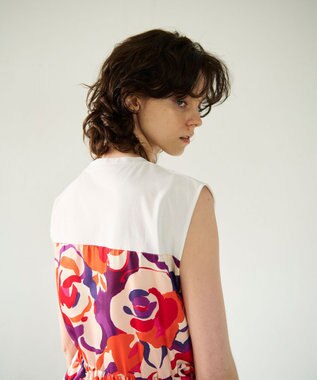 GRACE CONTINENTAL ペイントカラープリントトップ オレンジ