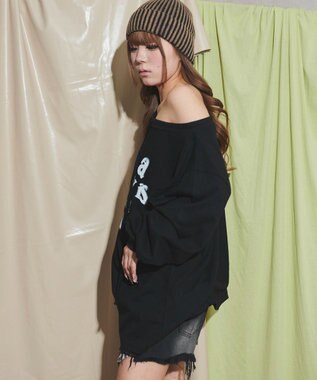 WEGO ドローストリングロゴオフショル ブラック