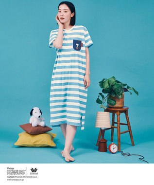 WACOAL PEANUTS ネグリジェ 4分袖 ワンピース 綿100%(本体) スヌーピー レディース FNT166 /ワコール