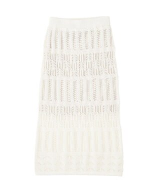 earth music&ecology 【セットアップ対応】透かし編みニットＩラインスカート Off White