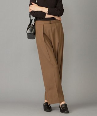 ICB L 【UVケア・洗える】ウール2WAYストレッチ ワイドストレートパンツ モカ系