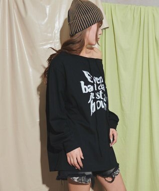 WEGO ドローストリングロゴオフショル ブラック