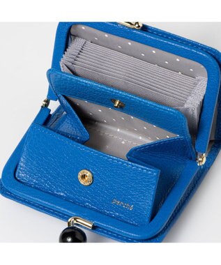 UNBILLION ペルケ perche / アクリル玉ドット刺繍・ジャバラカードウォレット ブルードット