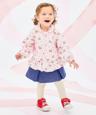 MIKI HOUSE HOT BISCUITS 【80-120cm】キャビット×さくらんぼ 総柄ウインドブレーカー ピンク