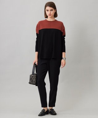 ICB 【UVカット・防シワ・洗える】ライトダブルクロス ドロストパンツ ブラック系