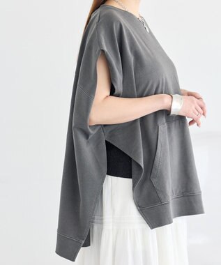 earth music&ecology ピグメントカンガルーポケットプルオーバー Charcoal Gray