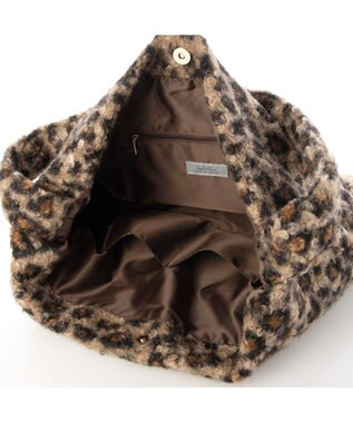 UNBILLION カシュカシュ cachecache / レオパードループツイードワンショルダートート ブラウン