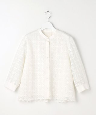 自由区 S ジオメトリックレース ブラウス