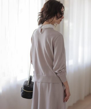 組曲 S 襟付きニットアップ ベージュ系