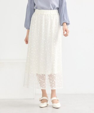 earth music&ecology シアーレースレイヤードスカート Ivory