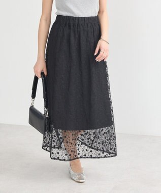 earth music&ecology シアーレースレイヤードスカート Black