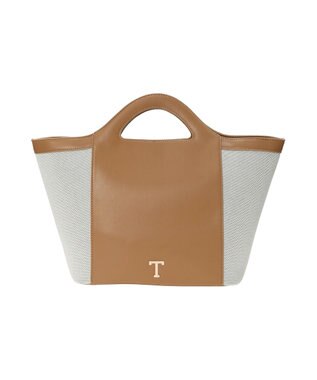 Te chichi Tメタルキャンバスエコレザーコンビトートバッグ ベージュ