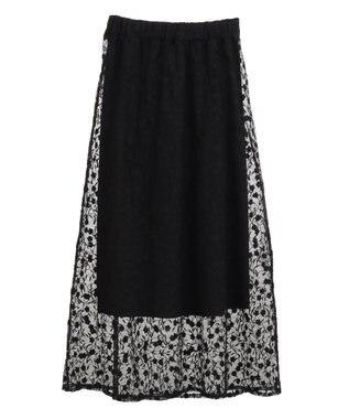 earth music&ecology シアーレースレイヤードスカート Black