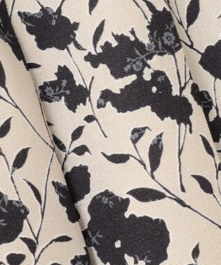 自由区 L 【洗える】リネンライクフラワープリント スカート ベージュ×バーント