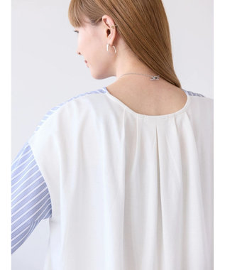 AMERICAN HOLIC 異素材バックタックドッキングプルオーバー Stripe