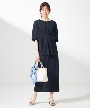 ANY SIS 【UVケア ・ストレッチ・洗える】2WAYジョーゼットジャージーナロー スカート ネイビー