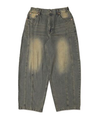 WEGO 【SMLサイズ展開】イージー3Dバレルレッグデニムパンツ デニム淡加工色