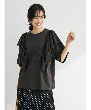 Green Parks ・ＳＵＧＡＲ　ＳＰＯＯＮ　カレッジｐｔラッフルＴシャツ Charcoal Gray